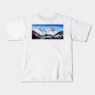 Panoramic View Of Everest Mountain Base Camp Area Kids T-Shirt